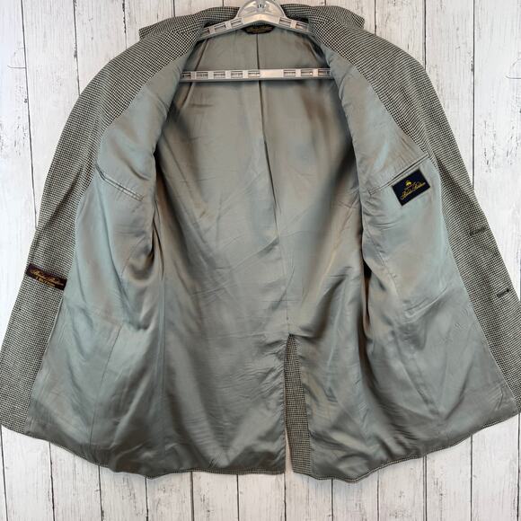 VTG Brooks Brothers Black White Houndstooth 2-Button Sport Coat Blazer Size 41L - Picture 11 of 16